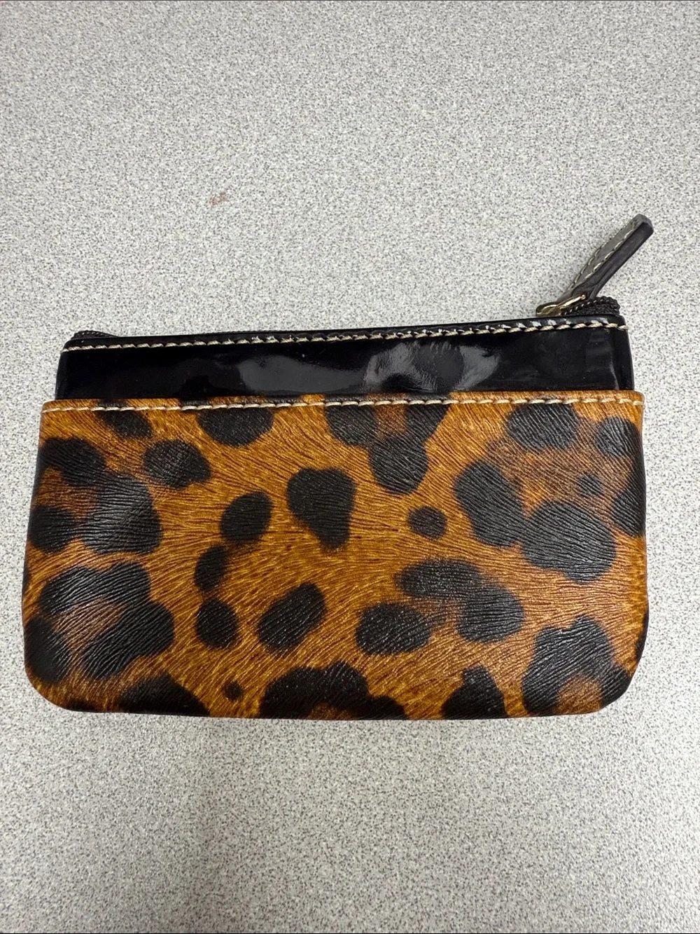 Dooney & Bourke Leopard Print Keychain Wallet/Pouch in Brown and Black